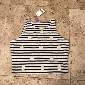 Stripped white and black crop top